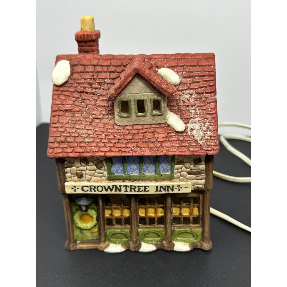 Vintage Dept 56 Crowntree Inn Christmas Village House Lighted Ceramic Building